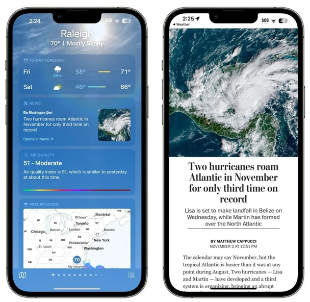 镇海苹果14维修分享iPhone 14手机如何看天气时顺带看新闻 
