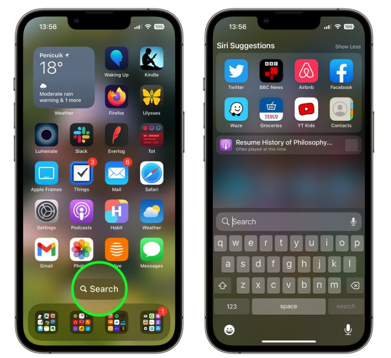 镇海苹果手机维修分享升级到 iOS 16 后，如何删除主屏幕上的搜索按钮 