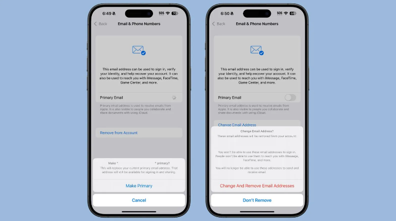 镇海苹果手机维修分享苹果 iOS 18.1 支持设置“主要”邮箱地址并更改 iCloud 邮箱 