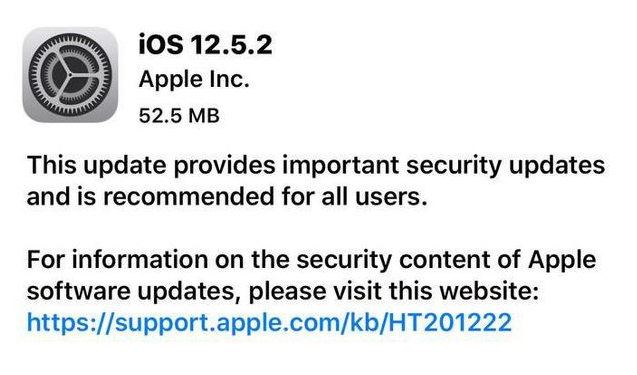镇海苹果手机维修分享iOS12.5.2发布，建议所有老苹果用户安装 